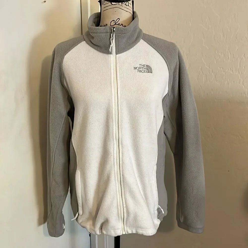 The North Face White Gray Zipper Closure Fleece Gorpcore Outdoor Activewear